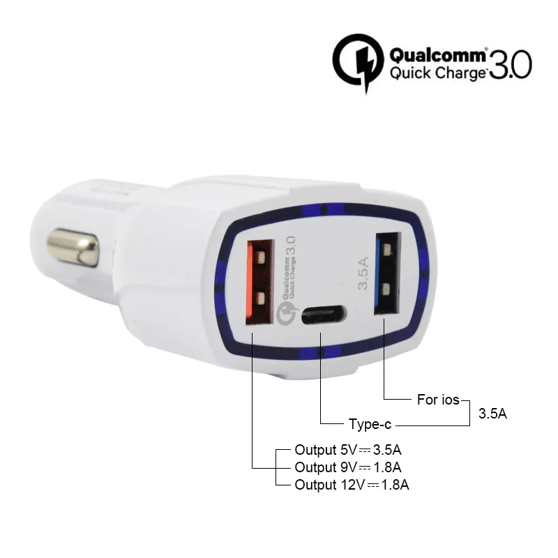 NNBILI 35W PD USB C Car Charger Quick Charge 3.0 QC3.0 Phone Charger Type C Fast Charging For iPhone 13 Xiaomi Huawei Samsung