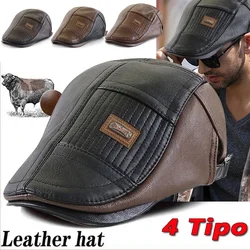 Leather Beret Hat Retro Newsboy Hats Warm Cap Duckbill Visor Boinas Flat Caps
