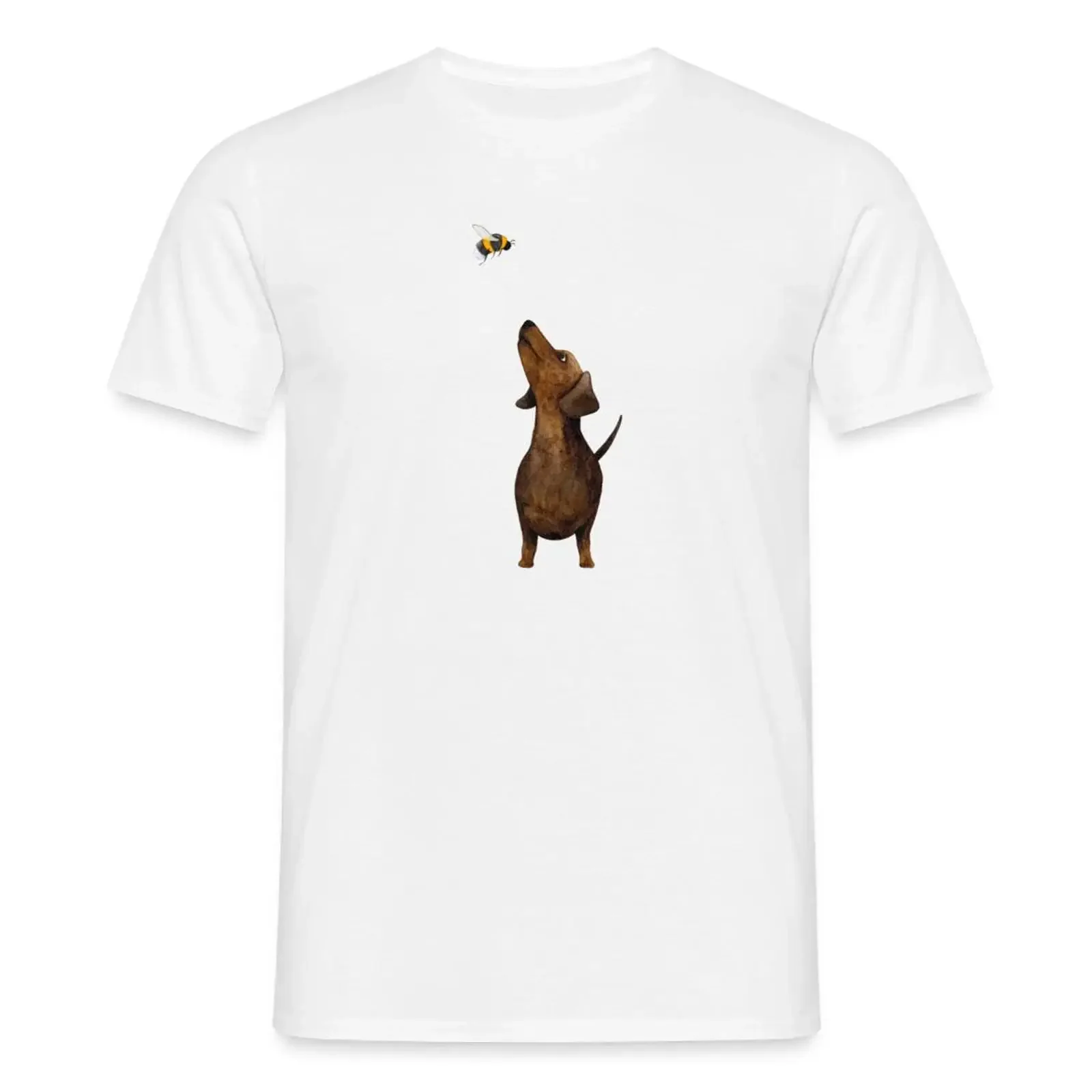 Spreadshirt Dachshund with Bumblebee Sweetest Men's T Shirt vintage Washed Casual homme Comfortable Stretched Breathable