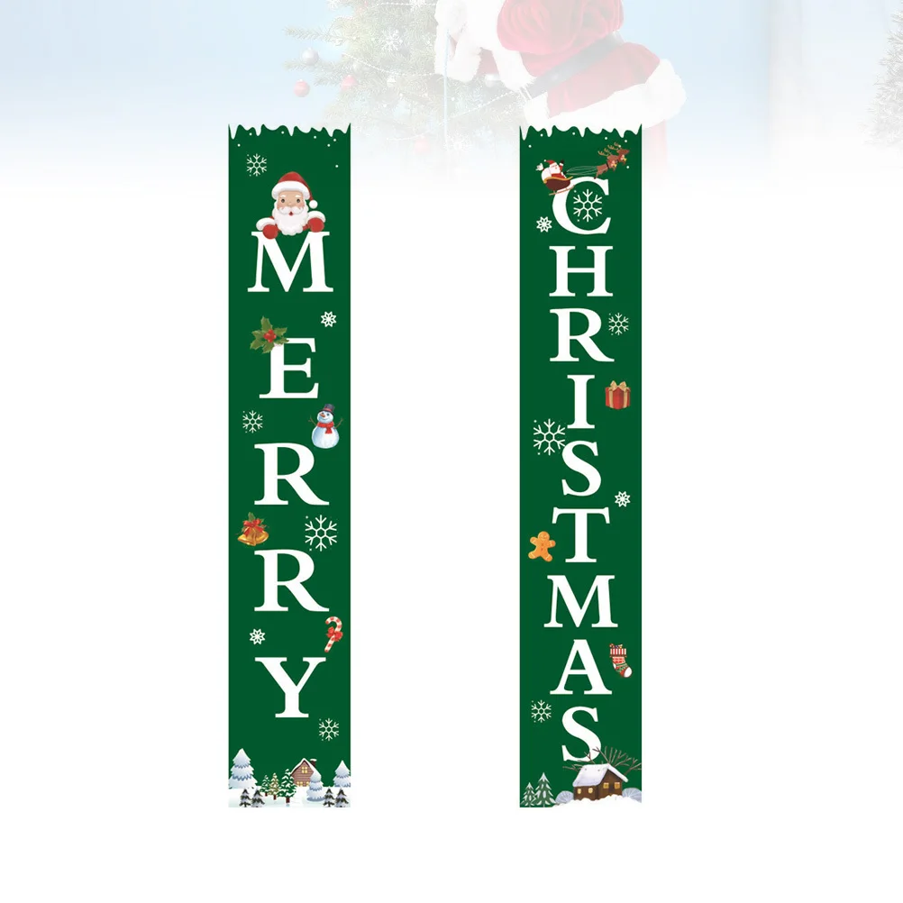 

Парная рождественская дверная штора с баннером «Счастливого Рождества», яркие цвета, подвесное украшение для двери, флаг для рождественской вечеринки, декор для проема