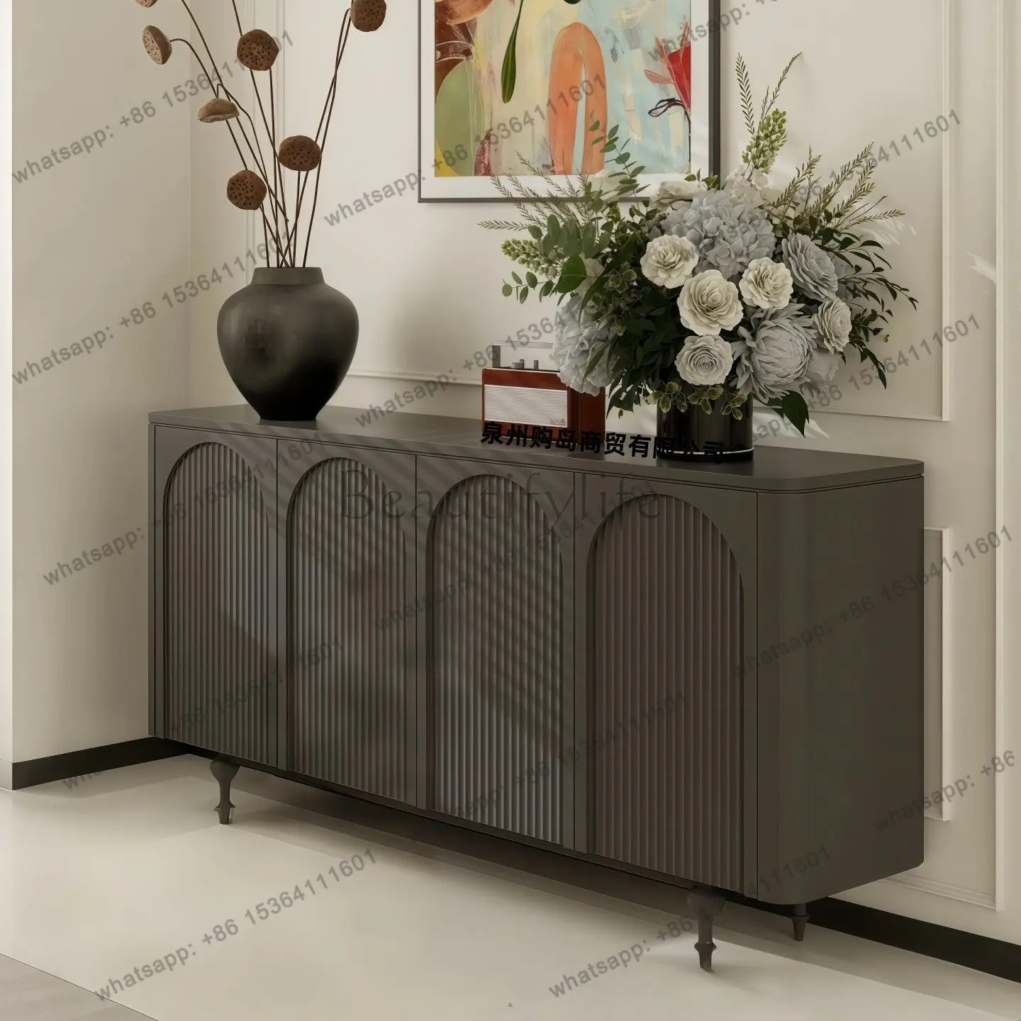 Italian light luxury paint dining side entrance cabinet living room wall storage decorative cabinet