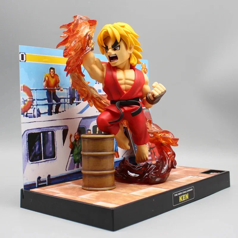 Street Fighter Ken Masters Anime Action Figure Shouryuukenn Ken PVC Statue With Light Collectible Model Doll Toy Birthday Gift