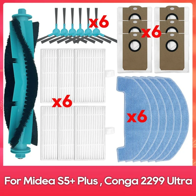 

Для Midea S5 Plus/Conga 2299 Ultra Home X-Treme Genesis аксессуары основная боковая щетка швабра тканевый мешок для пыли фильтр