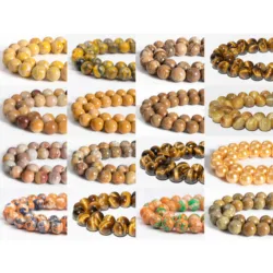 Genuine Natural Bumblebee Jasper Beads Mix Color Round Gemstone Loose Spacer Beads 4/6/8/10/12m For Jewelry Making DIY Bracelets