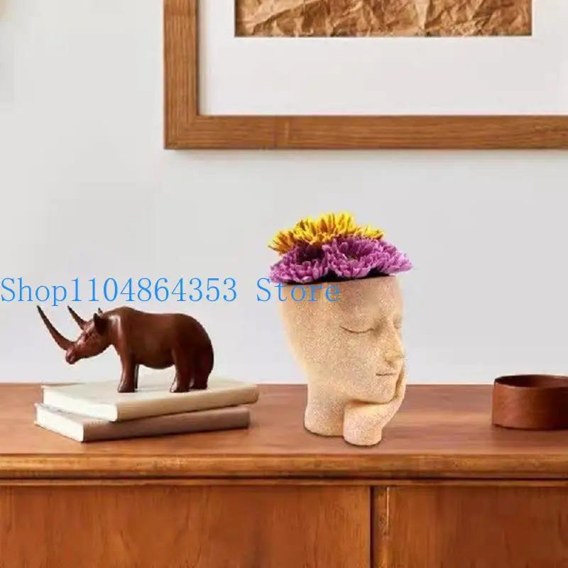 

652F Storage Boxes Resin Mold DIY Face Holding Girl Flower Pot Pen Holder Mold
