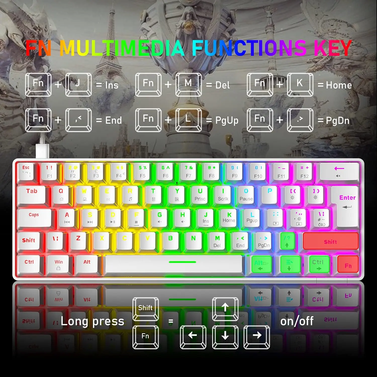 60% gamingtoetsenbord en muiscombinatie Samll Mini RGB LED-achtergrondverlichting Mechanisch gevoel en honingraat optische muis