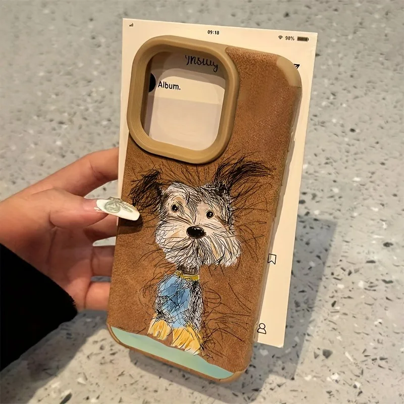 Brown Messy Puppy Faux Fur High Value Fashion Phone Case For iPhone 16 Pro Max 15 14 Plus 13 12 11 XS X XR Shockproof Back Cover