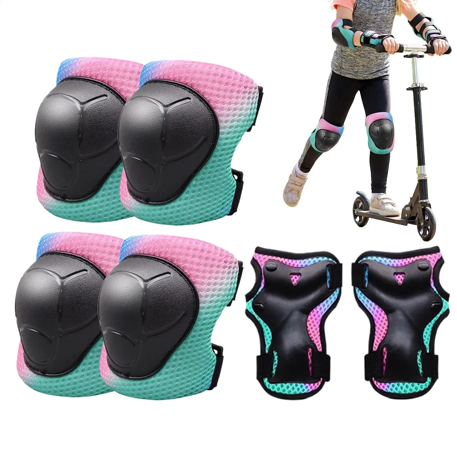 

Детские наколенники и налокотники, дышащие, легкие, детское защитное снаряжение для езды на велосипеде для детей, мальчиков и девочек, велосипед для катания на роликах