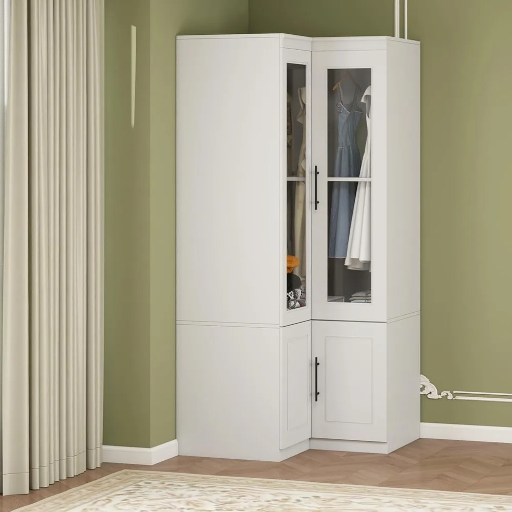 Armadio guardaroba in legno di grande capacità con spazio sospeso e ripiani per riporre i vestiti