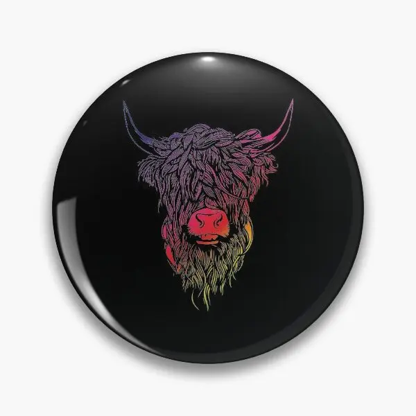 Scottish Highland Cattle Cow Bull Head B  Soft Button Pin Gift Jewelry Clothes Decor Women Creative Lover Badge Collar Brooch