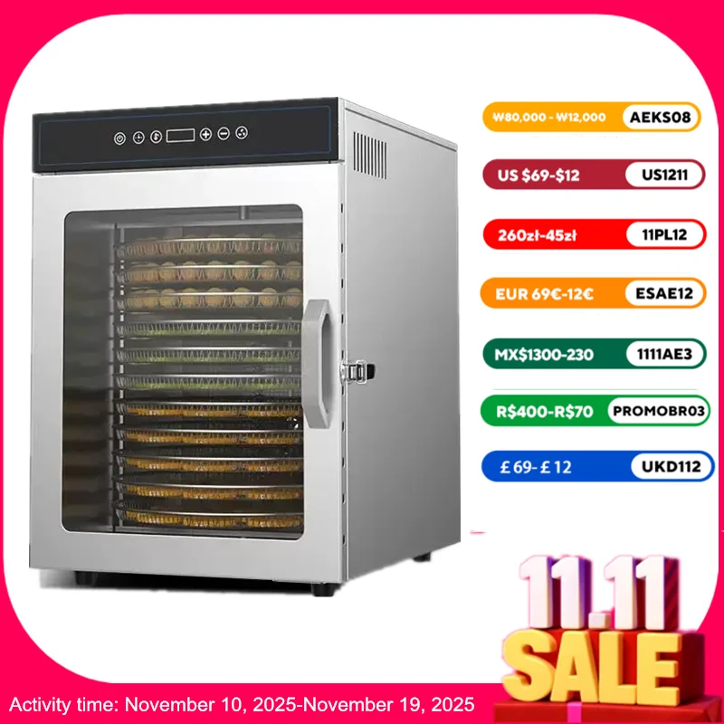 

12 layer Food Dehydrator Food And Fruit Dryer Household Sliver Rotating Vegetable Meat Seafood Scented Tea Medicine Air Dryer