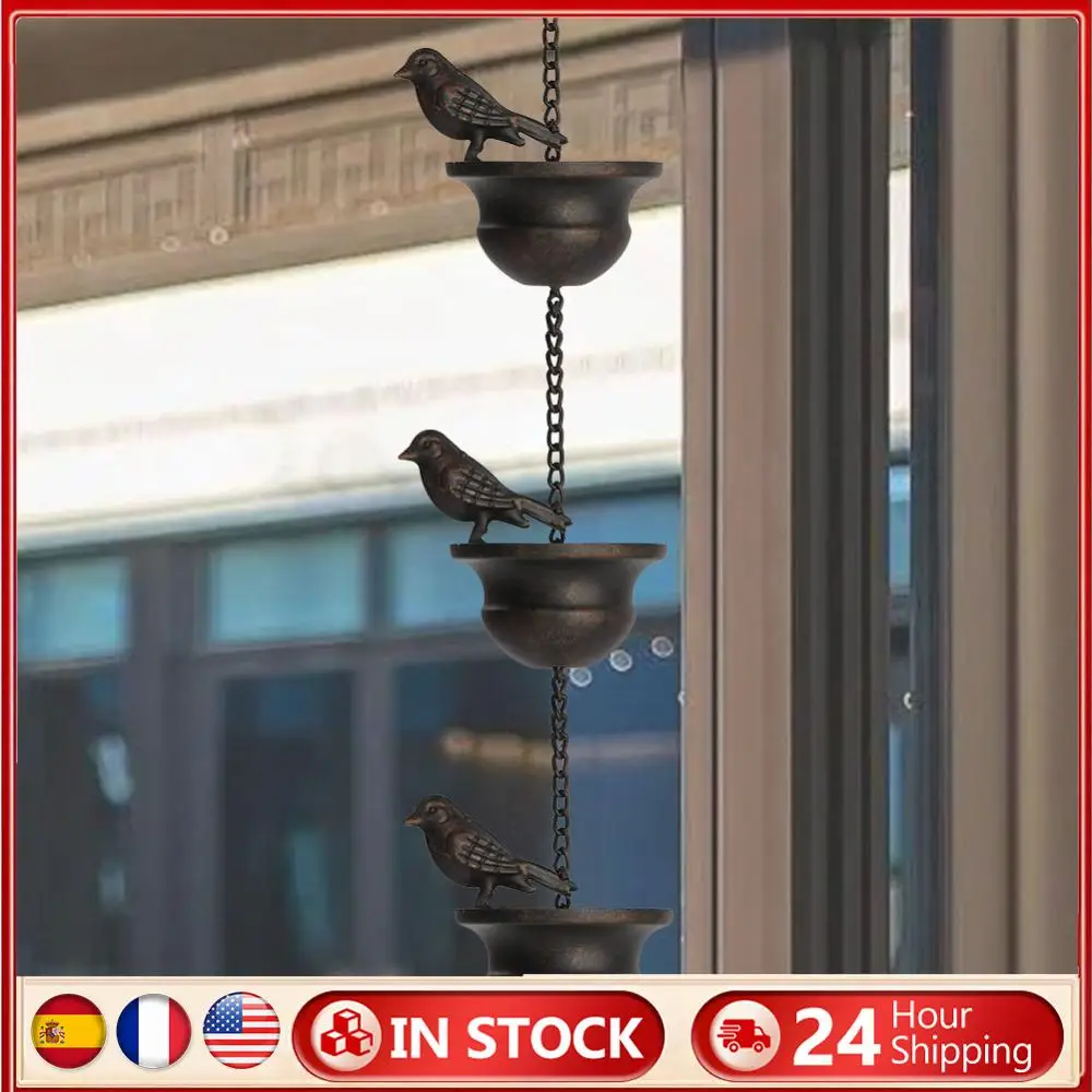 

8 Feet Metal Rainwater Catcher Chain Replacement Downspout Drainage Rain Chain Decoration Hangings for Outdoor Courtyard Garden