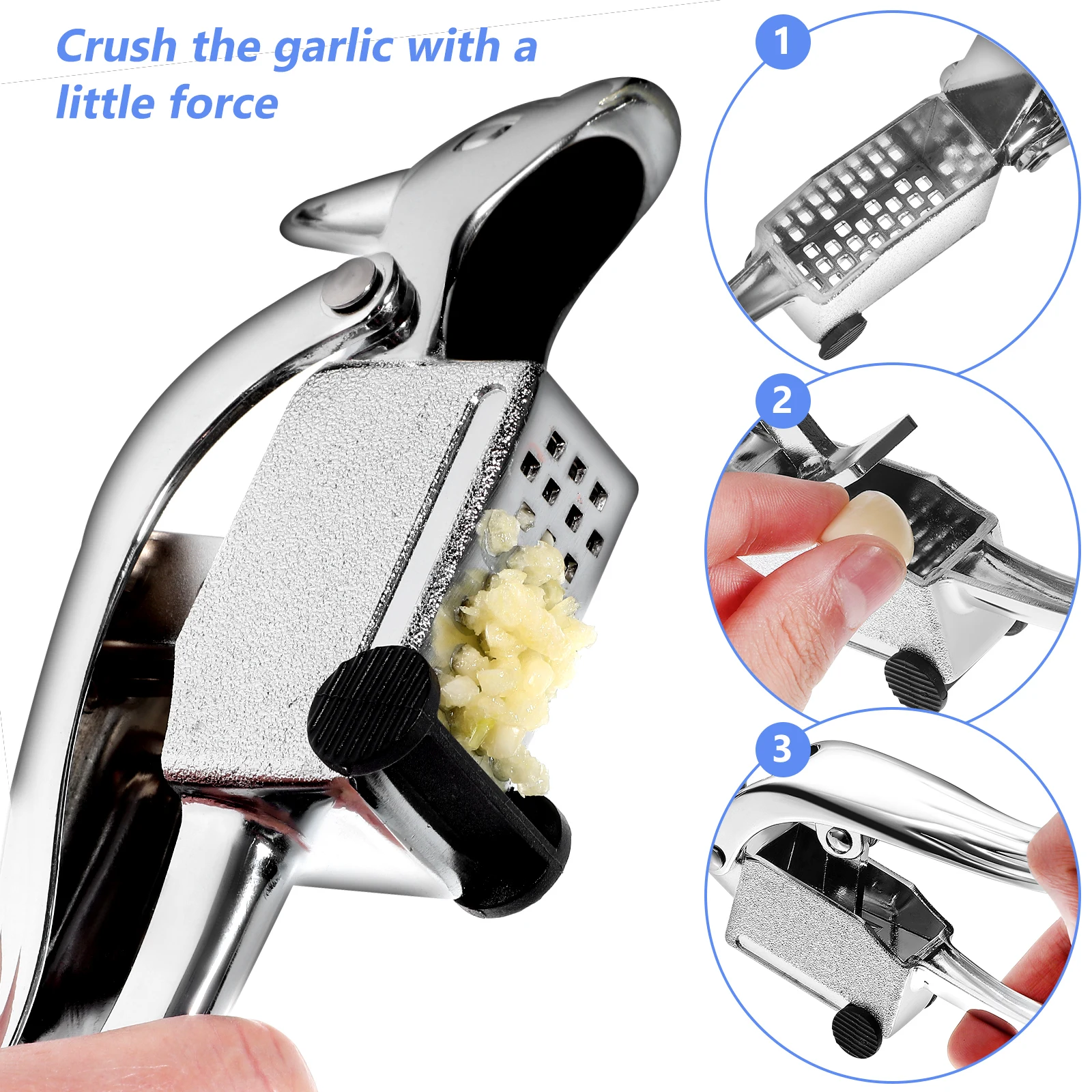 

Garlic Press Stainless Steel Metal Manual Garlic Crusher Kitchen Tool Comfortable Non Slip Handle Tool Ginger Press