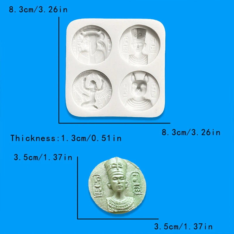 DIY mold 4 hole Egyptian Pharaoh seal coin fondant cake mold cake decorative chocolate silicone mold