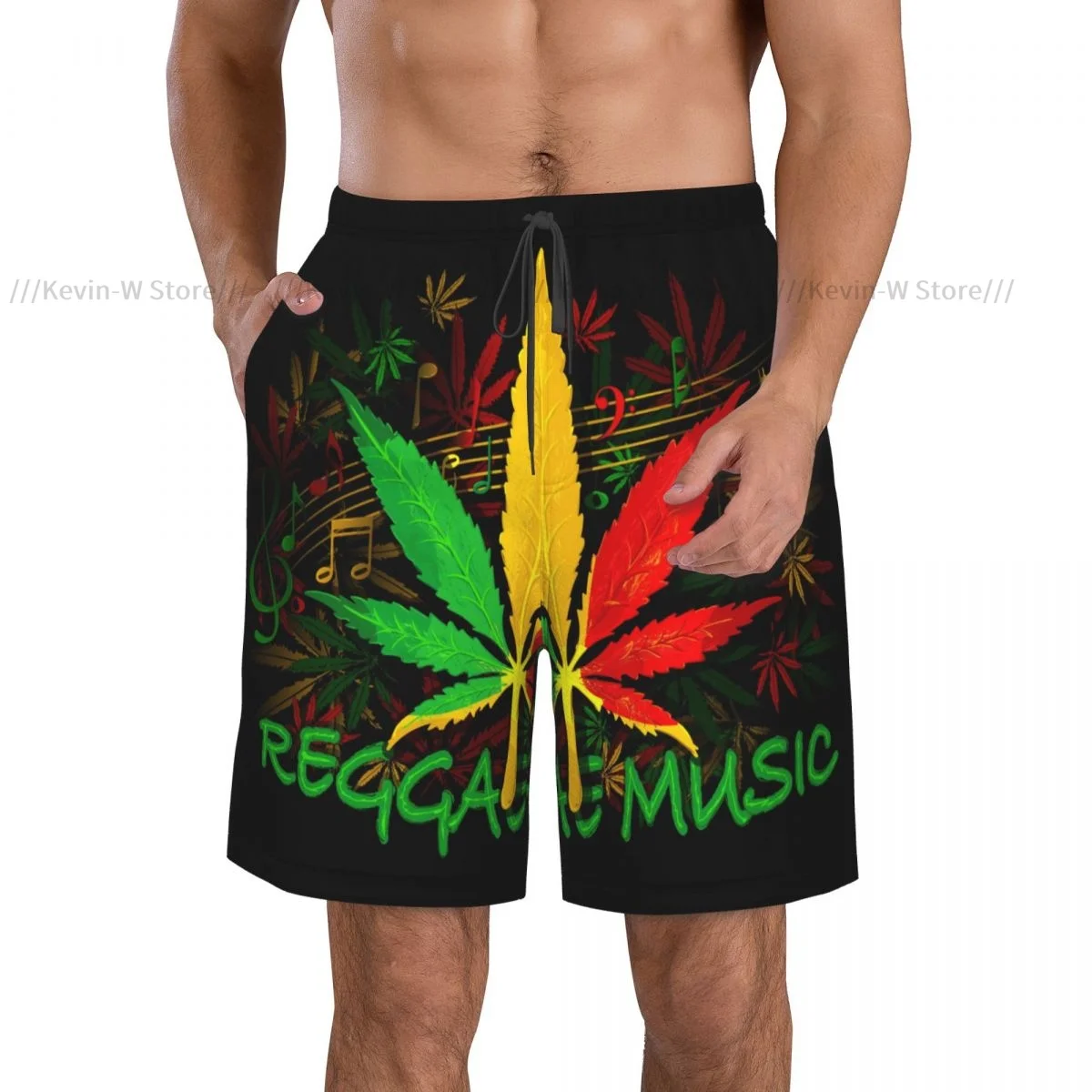 Quick Dry Summer Mens Swimwear Beach Board Short Briefs For Man Rasta Leaves Swimming Trunk Beachwear