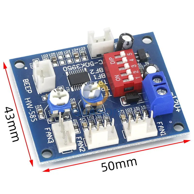 DC 12V 5A PWM PC CPU Fan Temperature Control Speed Controller Module Buzzer High-Temp Alarm NTC B 3950 Thermistor 50K