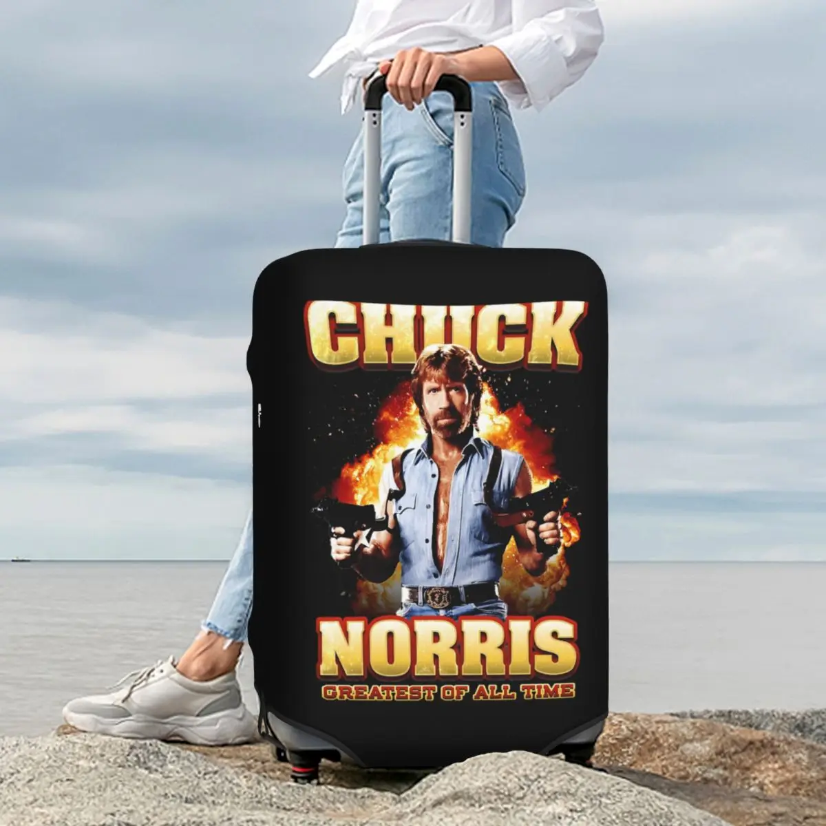 

Chuck Norris Greatest Of All Time Suitcase Cover Protection Elastic Trip Luggage Protector Covers for 18-32 Inch