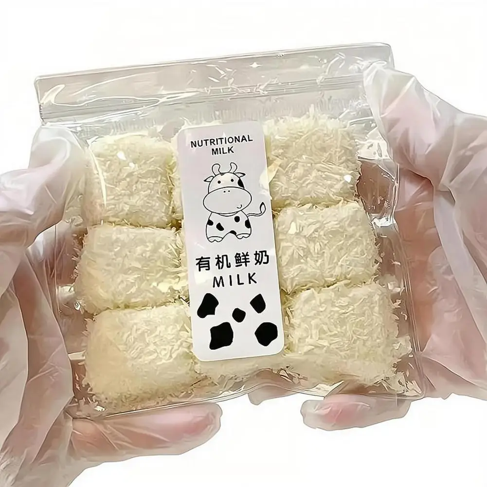 Weiche Milch-Kokosnuss-Würfel-Quetschspielzeuge, simulierte Bratbrot-Stressabbau-Fidget-Sensorikspielzeuge für Kinder und Erwachsene, Partygeschenke, 9 Stück – Detail 1