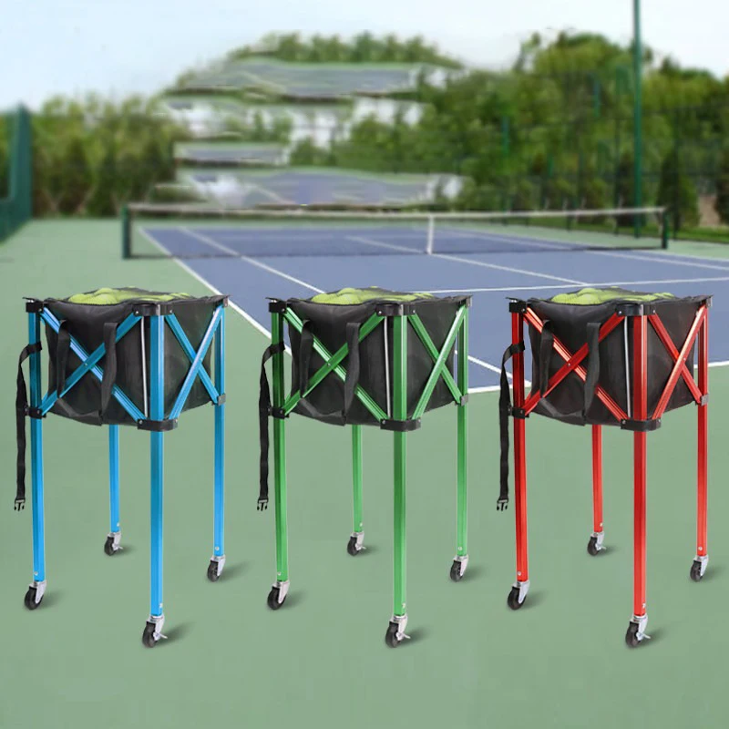Foldable Tennis Coach Car Large Capacity Tennis Trolley Aluminum Alloy Balls Collection Boxes Professional Sports Accessories view 3
