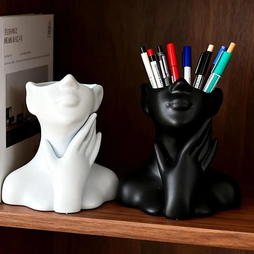 Creative body vase pen holder, school stationery office home cosmetics desktop finishing, back to school season, Christmas gifts