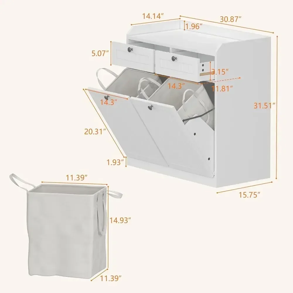 Pull-Out Wooden Kitchen Trash Cabinet with Hidden Pet Proof Bin, Suitable for Kitchen, Laundry, and Bathroom, White