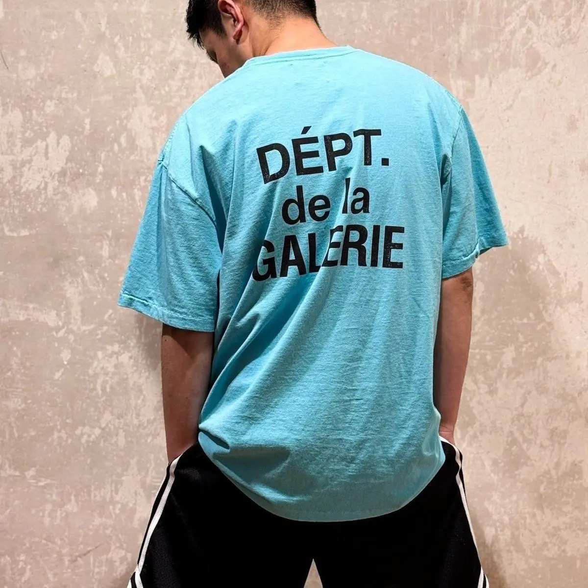 Gallery DEPT basic French alphabet print round neck dopamine color scheme washed water do old short sleeve T-shirt