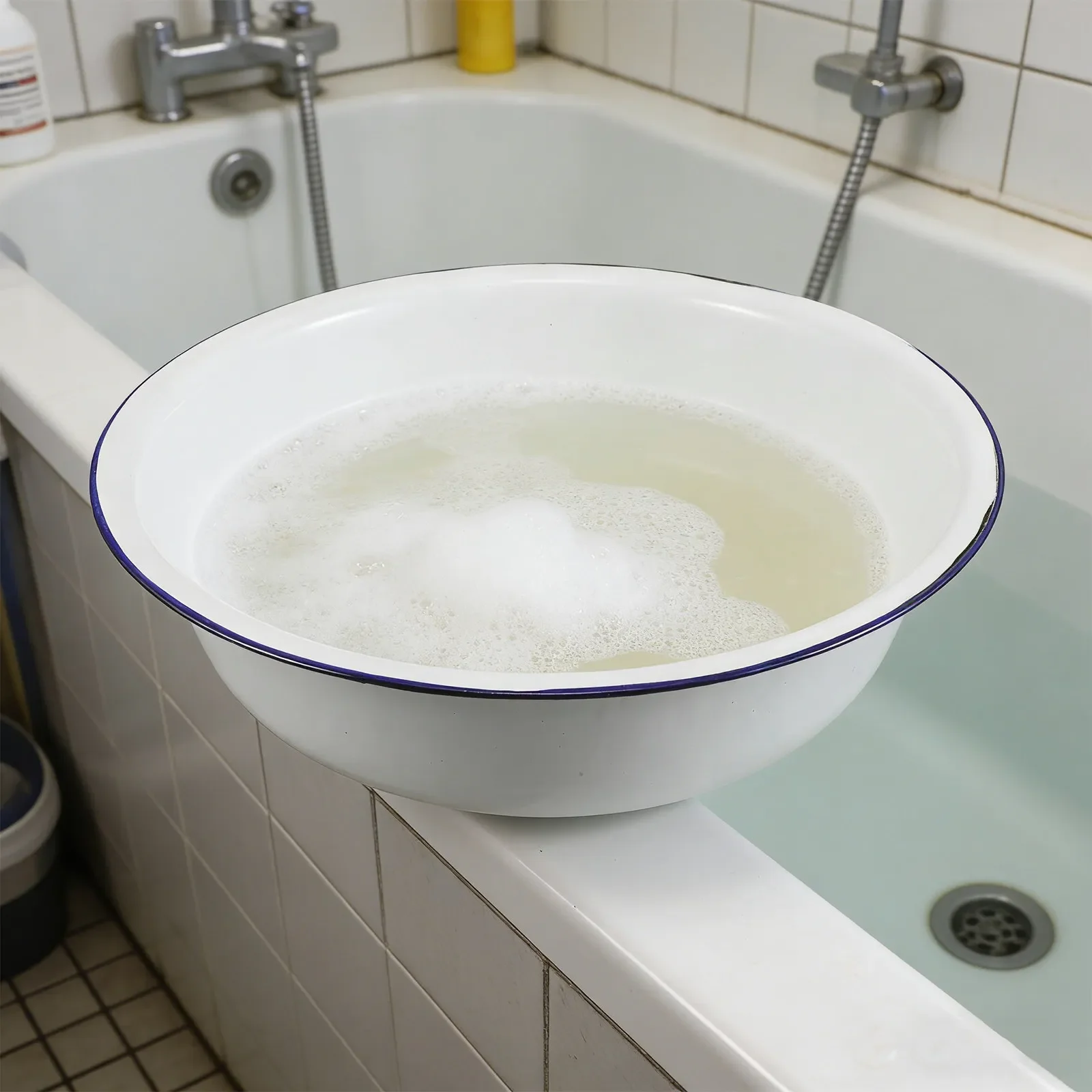 2Pcs Enamel Foot Soaking Tub Vintage Retro Metal Foot Bath Bowl Large Basin for Bathroom Laundry Feet Soak Pan