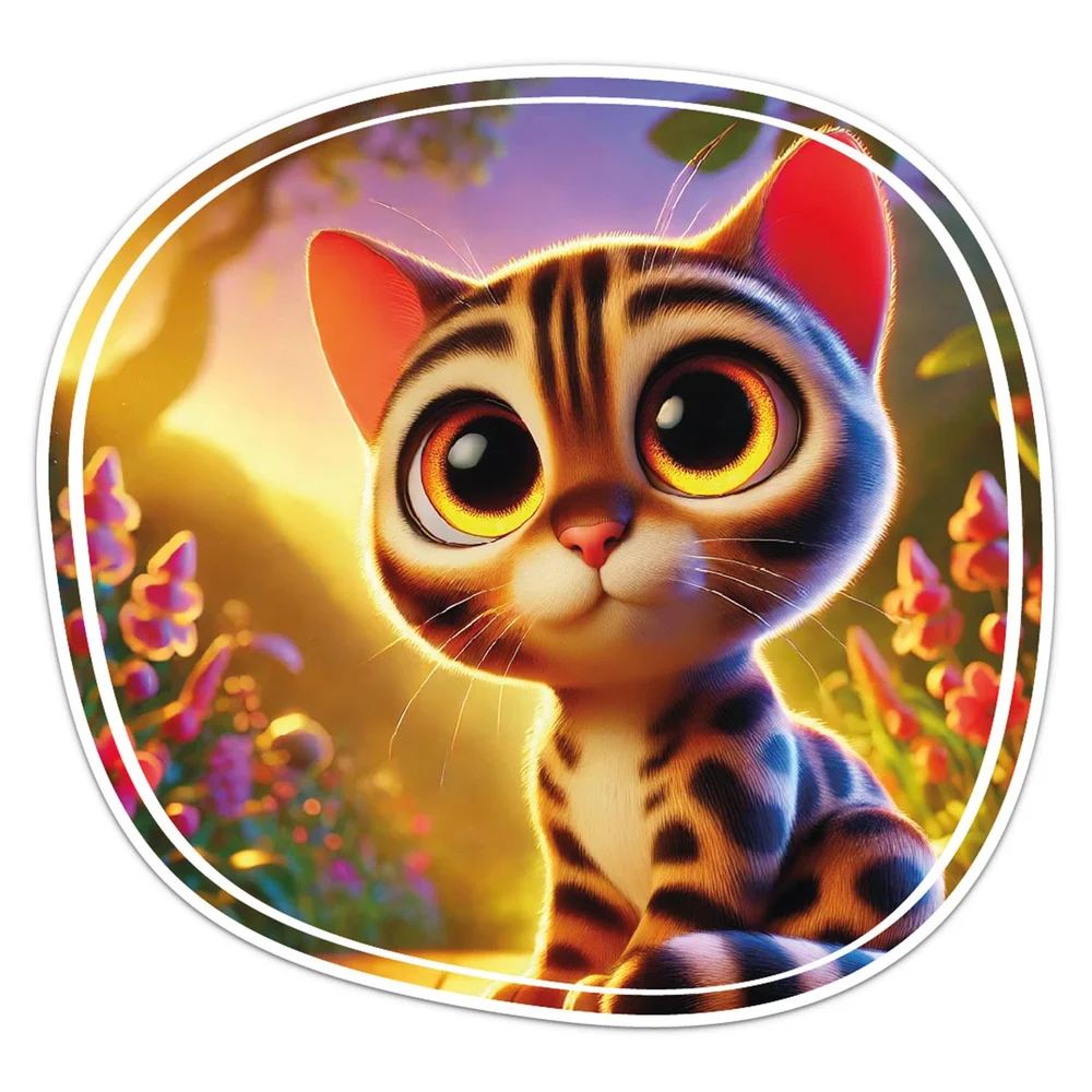 Sweet Bengal Cat Vinyl Car Sticker Self Adhesive Decal for Truck Window and Travel Case Animal Art Decoration