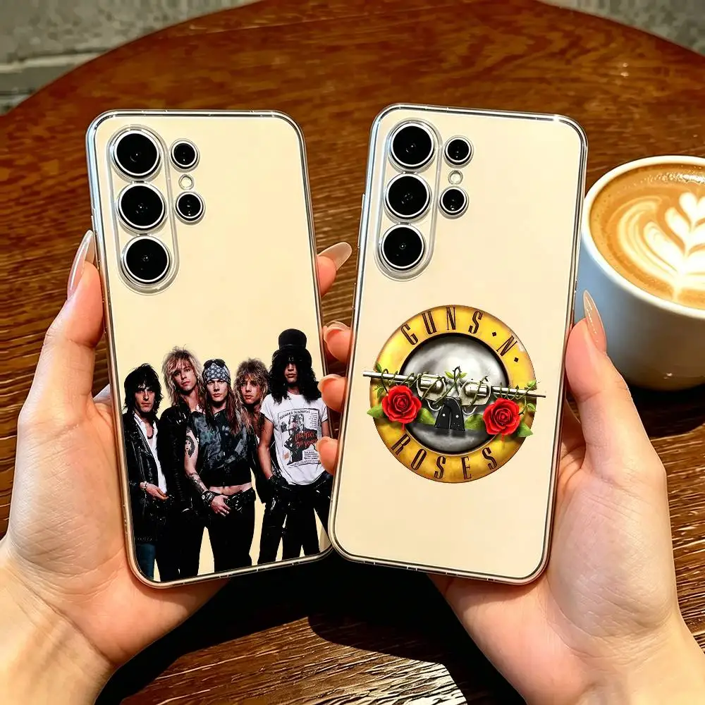 Band G-Guns N-R-Roses Phone Case Transparent Silicone Soft For Samsung S25,S24,S21,S22,S23,S30,Ultra,S20,Plus,Fe