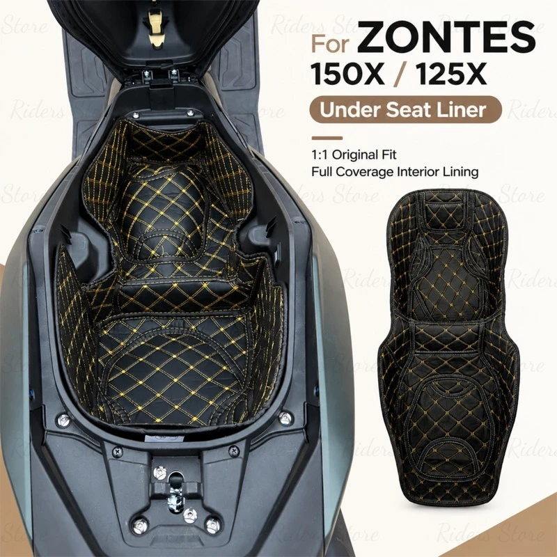 For ZONTES 150X 125X Motorcycle Under Seat Bucket Liner 3D Full Wrap Storage Box Protector PU Leather Scooter Accessories