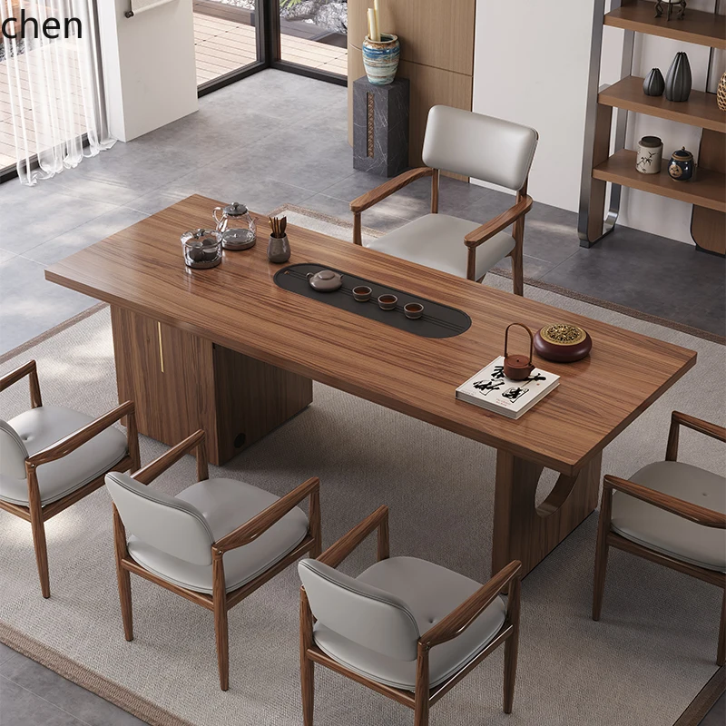 TQH طاولة شاي من الخشب الصلب وكرسي مجموعة كبيرة من طاولة الشاي مجموعة بسيطة مكتب حديث راقي #2