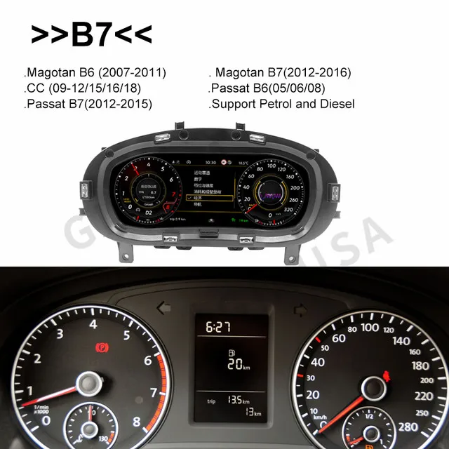 Panel de tablero Digital, grupo de instrumentos virtuales, velocímetro LCD CockPit para VW Golf 7 Golf 7,5 MK7 GTI r-line Passat B8 CC