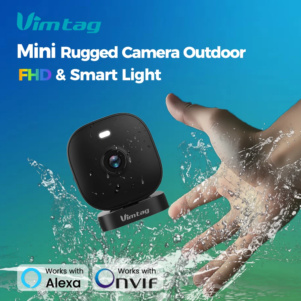 VIMTAG 2.5K Mini Security Camera WIFI Outdoor Surveillance Camera Color Night Vision Smart Light AI Detect 2-Way Audio IP Camera