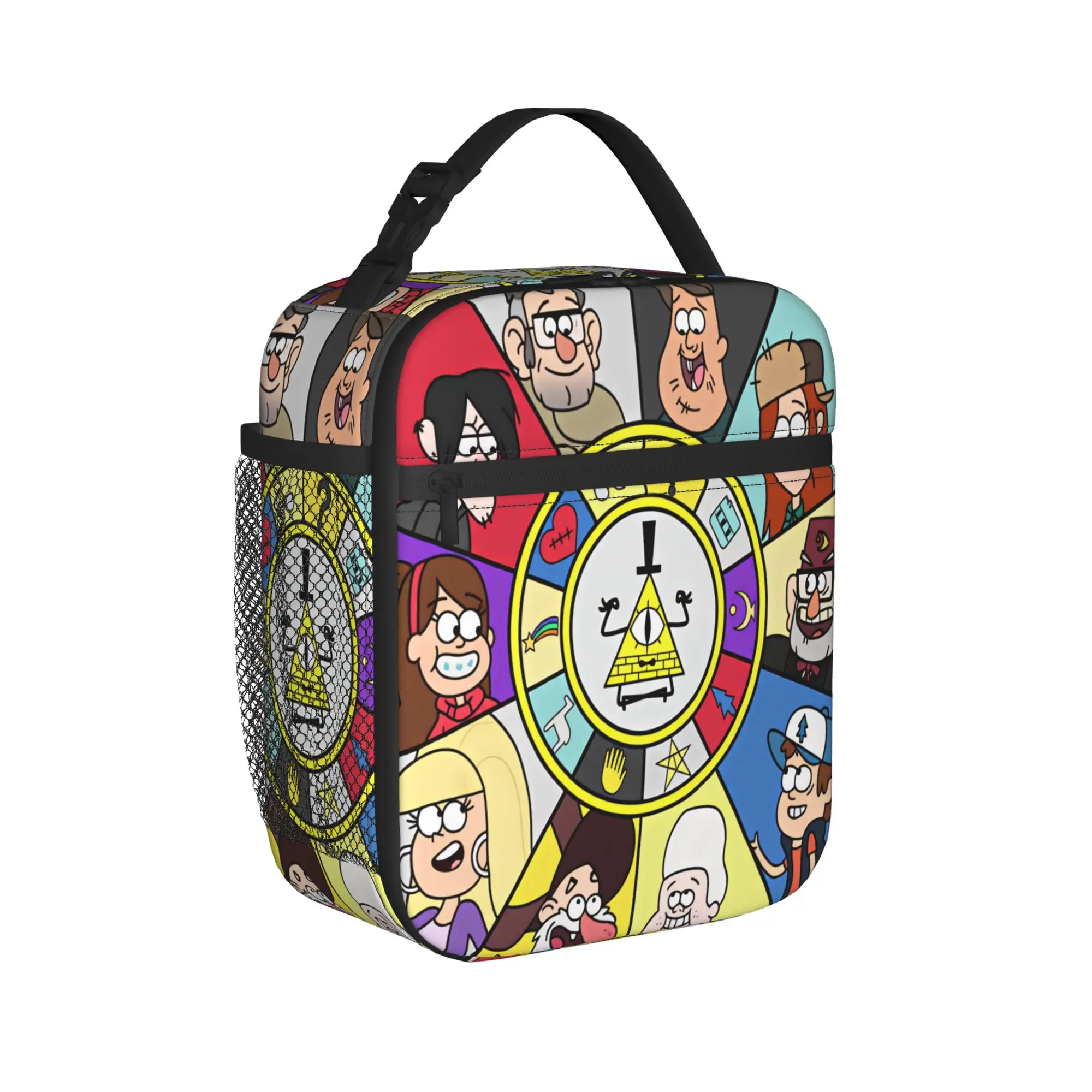 G-Gravity Falls Lunch Bag Bill Cipher Casual Lunch Box Travel Portable Tote Food Bags For Adult Waterproof Print Cooler Bag