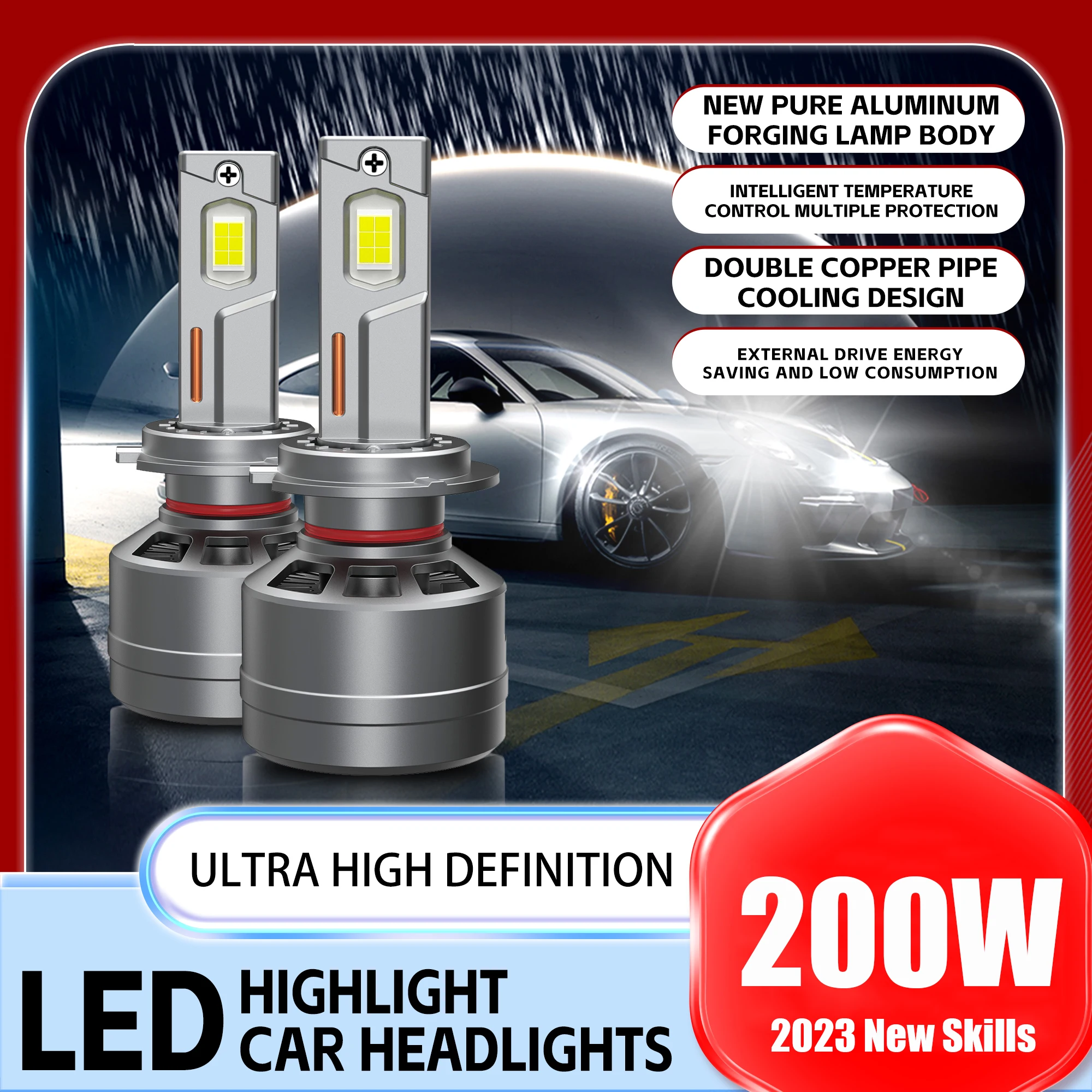 

H4 LED Headlight 50000LM CSP Chip LED H7 H1 H11 H8 H9 9005 9006 HB3 HB4 200W 6500K Car Fog Light 2Pcs 12V TOYUKI