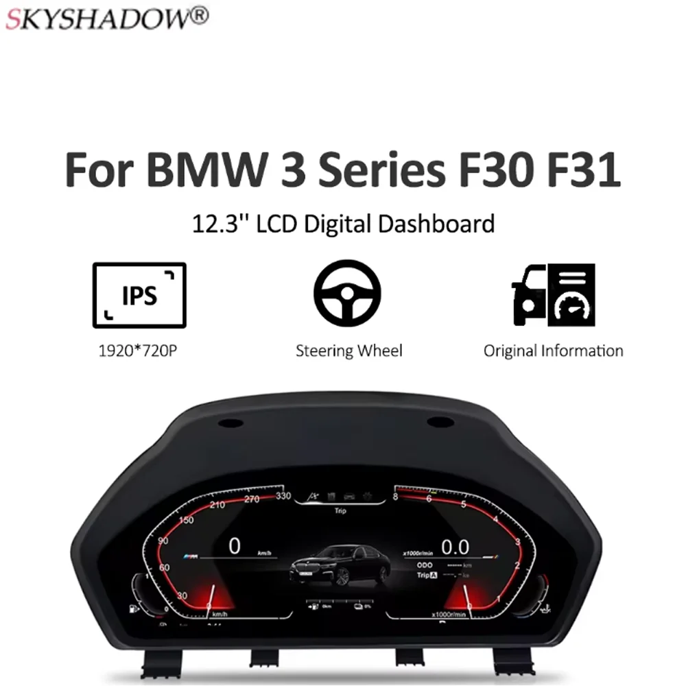 

For BMW 3 Series F30 F31 GT F34 12.3" Car LCD Digital Odometer Dashboard Instrument Instrument Cluster Panel Cockpit With HUD