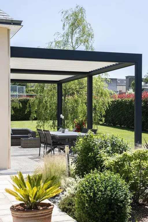 Custom Gazebo Extended Structure Fixed Wall Mounted Bioclimatic Pergolas Adjustable Louvered Roof Outdoor Aluminum Pergola