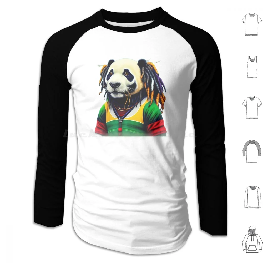 Reggae Panda : Chill Vibes With Rasta Panda Hoodie cotton Long Sleeve Panda Reggae Chill Rasta Animals Wildlife Nature