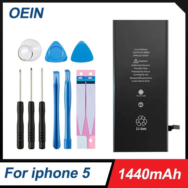 

OEIN Phone Battery For iPhone 5 5G iPhone5 Replacement Batterie 0 Cycle Original High Capacity Bateria With Repair Tools Kit