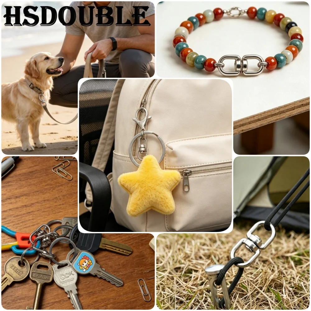 10-200Pcs Metal Swivel Hook Clasp Key Chains Keyrings Connectors For Keychains Lanyards Paracord Handbag DIY Bag Accessories