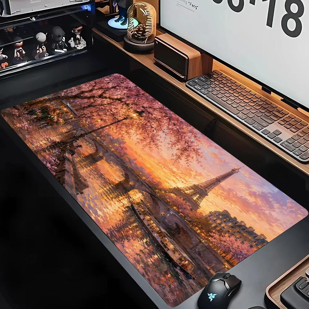 Misty Green Grassland Desk Mat Large Size Mouse Pad Smooth Cloth Surface Non Slip Base For Nature Style Office Home