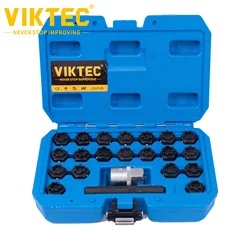 Wheel Locking Nut Key for Audi Series,Viktec Wheel Locks Removal Kit with Adapter,22pcs,Viktec VT13007B