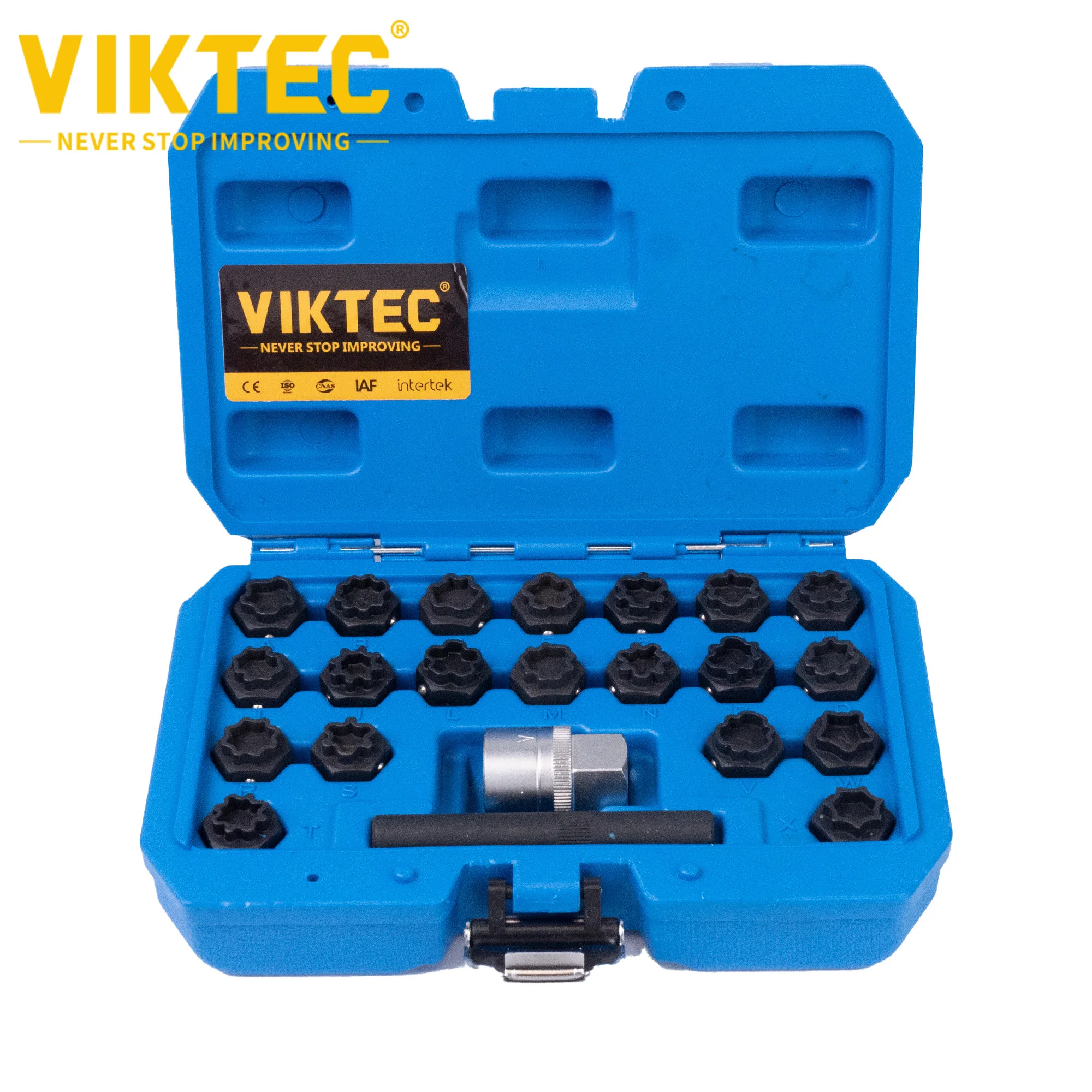 Wheel Locking Nut Key for Audi Series,Viktec Wheel Locks Removal Kit with Adapter,22pcs,Viktec VT13007B