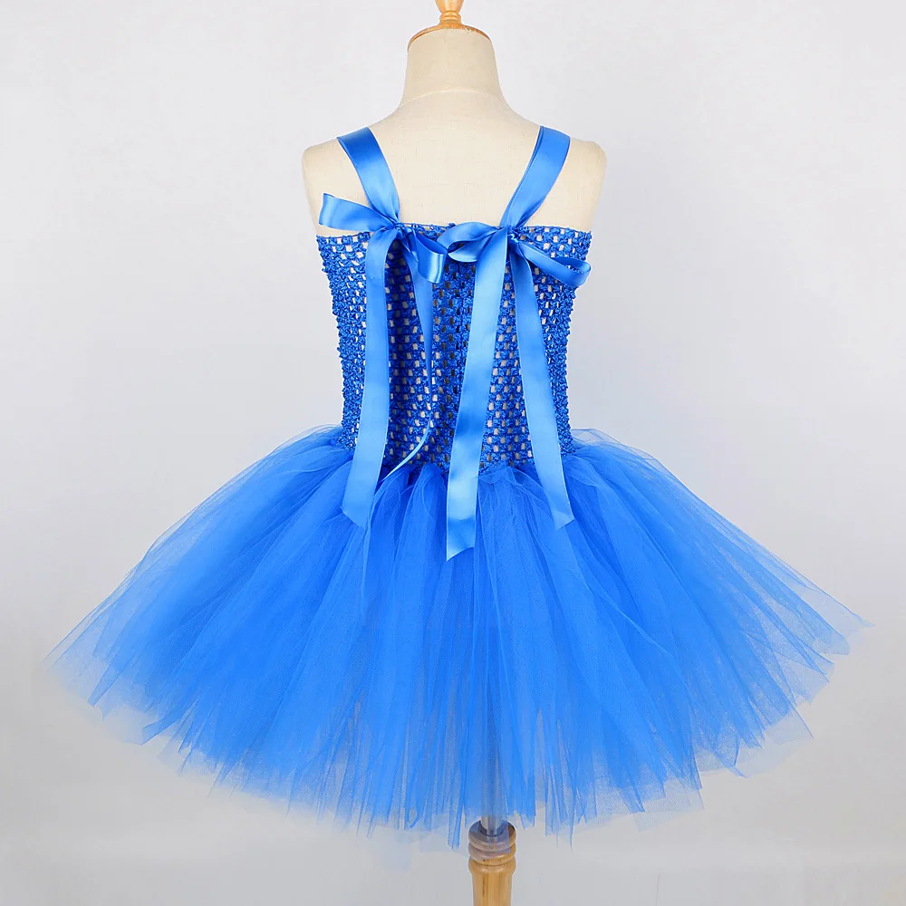 Blue Cookie Monster Tutu Dress for Girls Halloween Costume Cartoon Tulle Kids Birthday Carnival Party Dresses Children Clothing