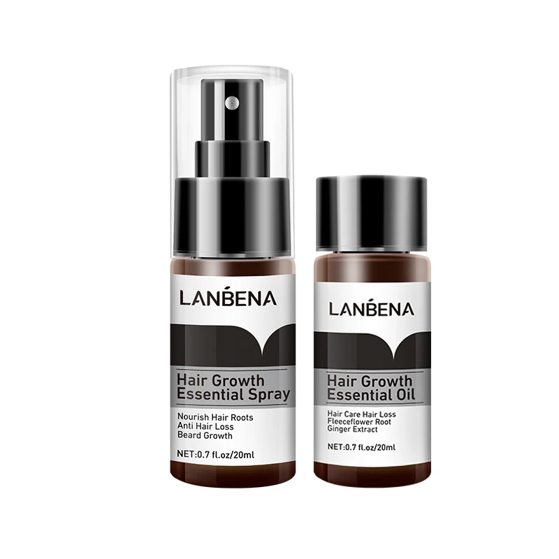 LANBENA Fast Powerful Hair Growth Essence+Spray 2PCS  Oil Liquid Treatment Preventing Hair Loss Hair Care Nourish Andrea 20ml