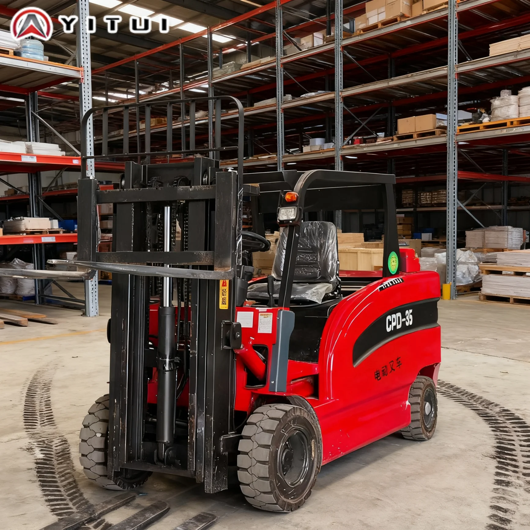 Carretilla elevadora eléctrica, camión de elevación Industrial de 3,5 toneladas de capacidad, equipo de almacén de ahorro de energía de alta eficiencia personalizado