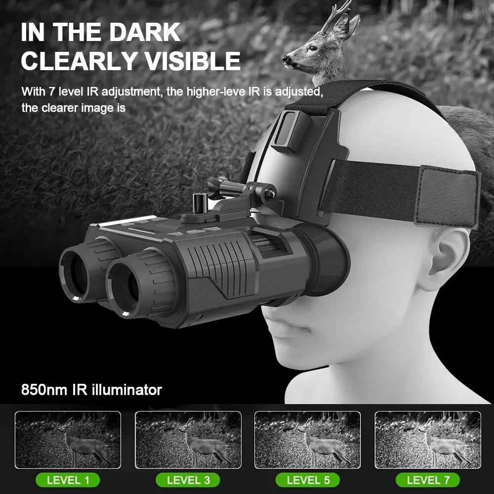 NV8000 Helmet Night Vision Binoculars 1080P Video Camera 8X Zoom 1.3MP Starlight Infrared Enhanced NVG Night Goggles for Hunting