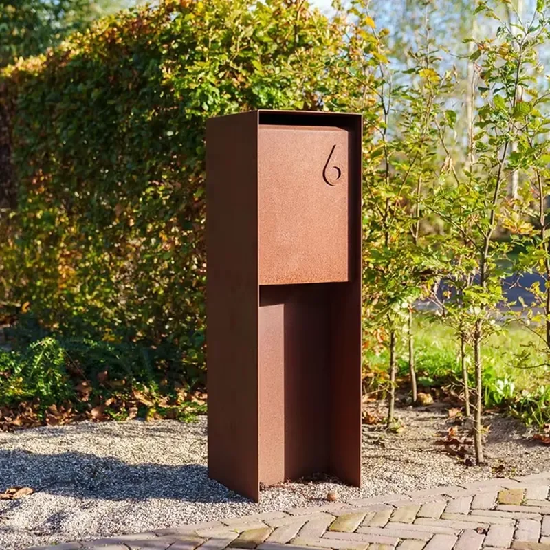 Residential Modern Outdoor Corten Steel Metal Outdoor Garden Mailbox Letter Box Metal Mailbox