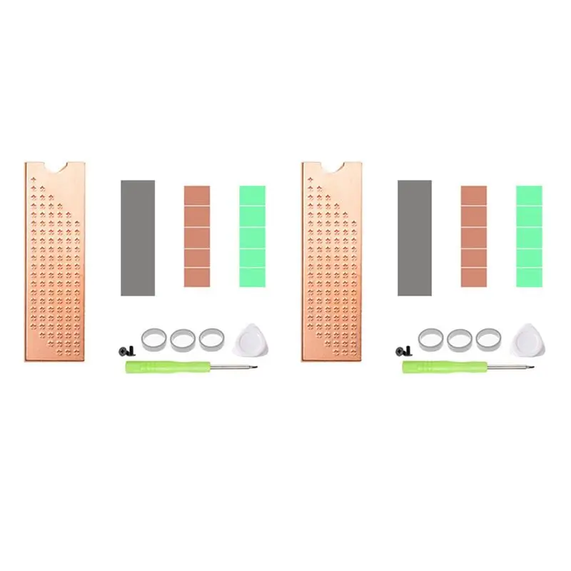 Stylish-2X M.2 Nvme SSD Heat Sink 0.8Mm For M2 2280 Solid State Hard Disk Copper Heatsink With Thermal Pad Laptop SSD Radiator