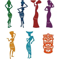 3pcs African Tribal Cutting Dies Metal Figures Tribal Faces Die Cuts Embossing Stencils Template for Paper Card Making